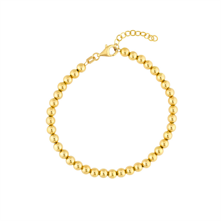 17.5" 14K Yellow Gold 4mm Beaded Bracelet