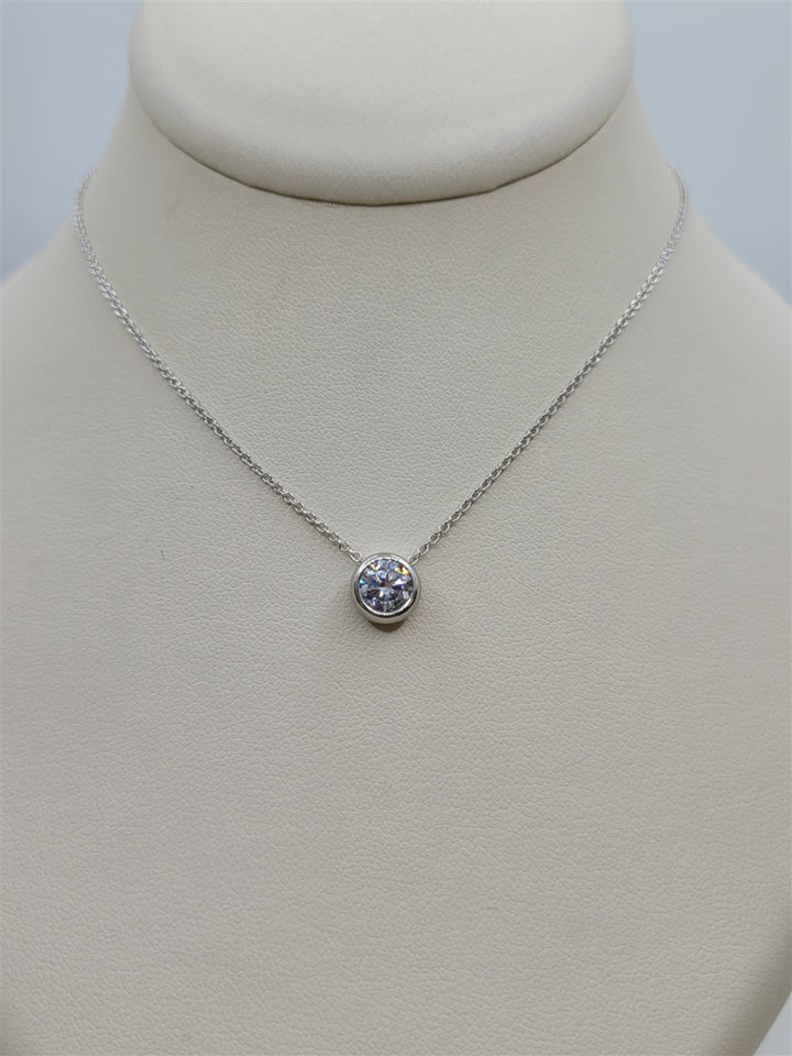 Sterling Silver Swarovski Crystal Bezel Solitaire Necklace