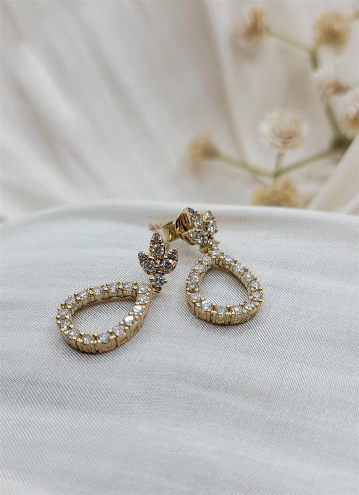 14K Yellow Gold Diamond Dangle Fashion Earrings