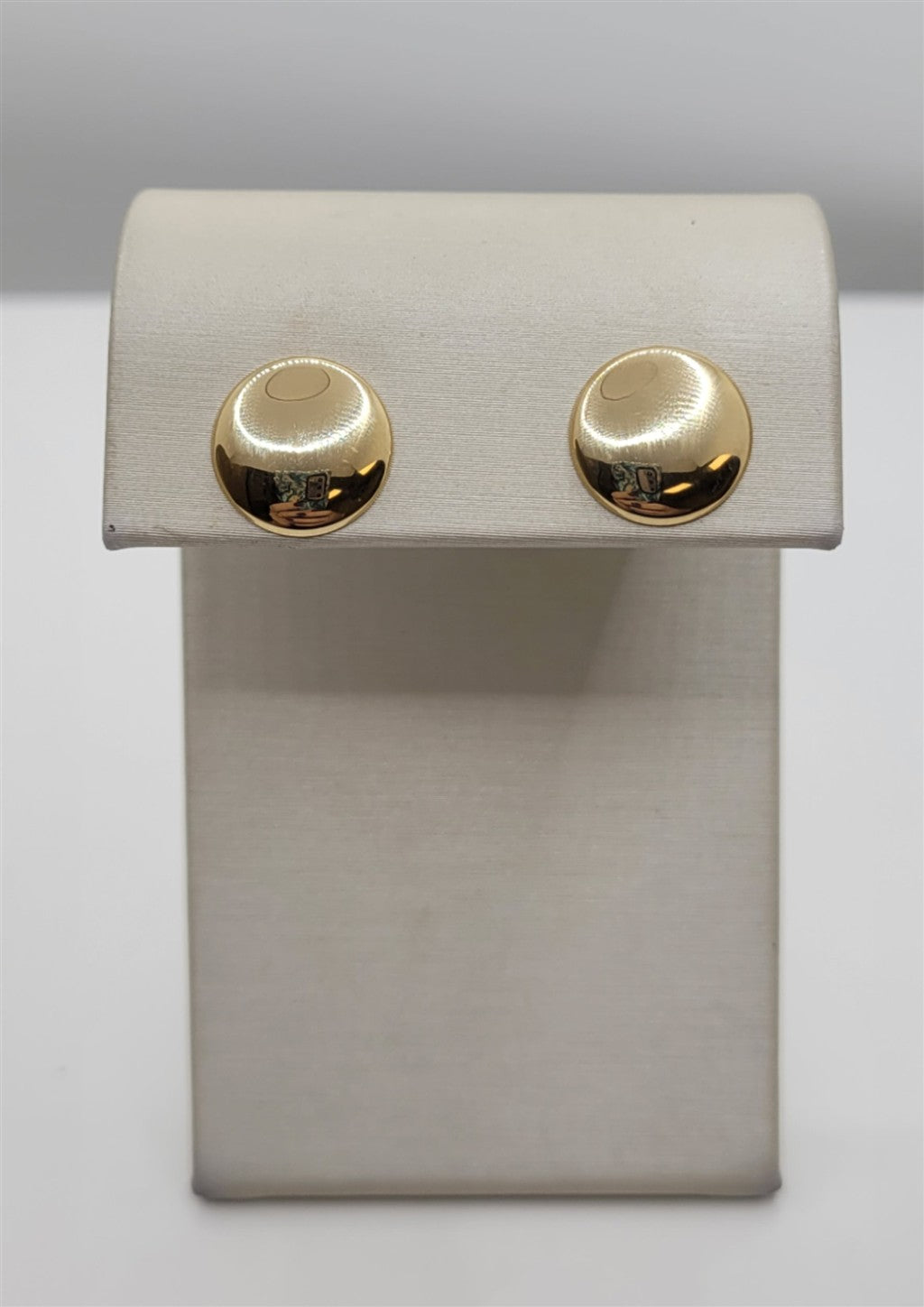 14K Yellow Gold 12.4mm Round Button Stud Earrings