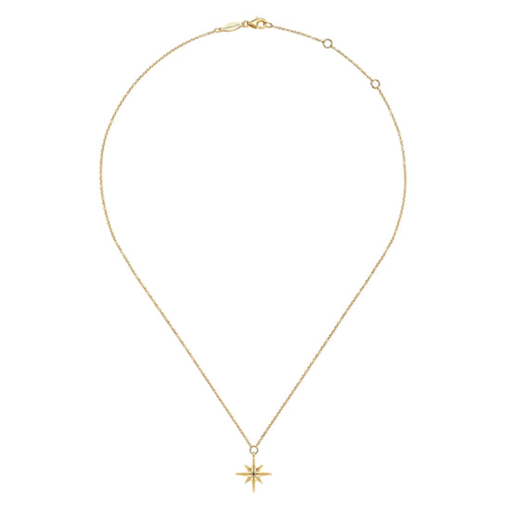 17.5" 14K Yellow Gold Star Pendant Necklace