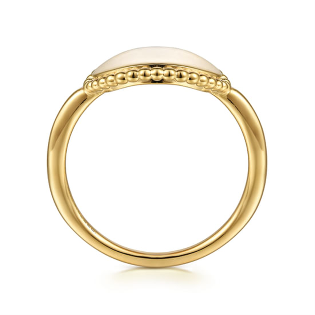 14K Yellow Gold Round Bujukan Frame Engravable Ring