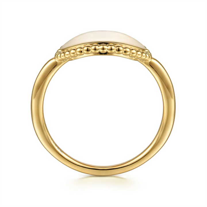 14K Yellow Gold Round Bujukan Frame Engravable Ring