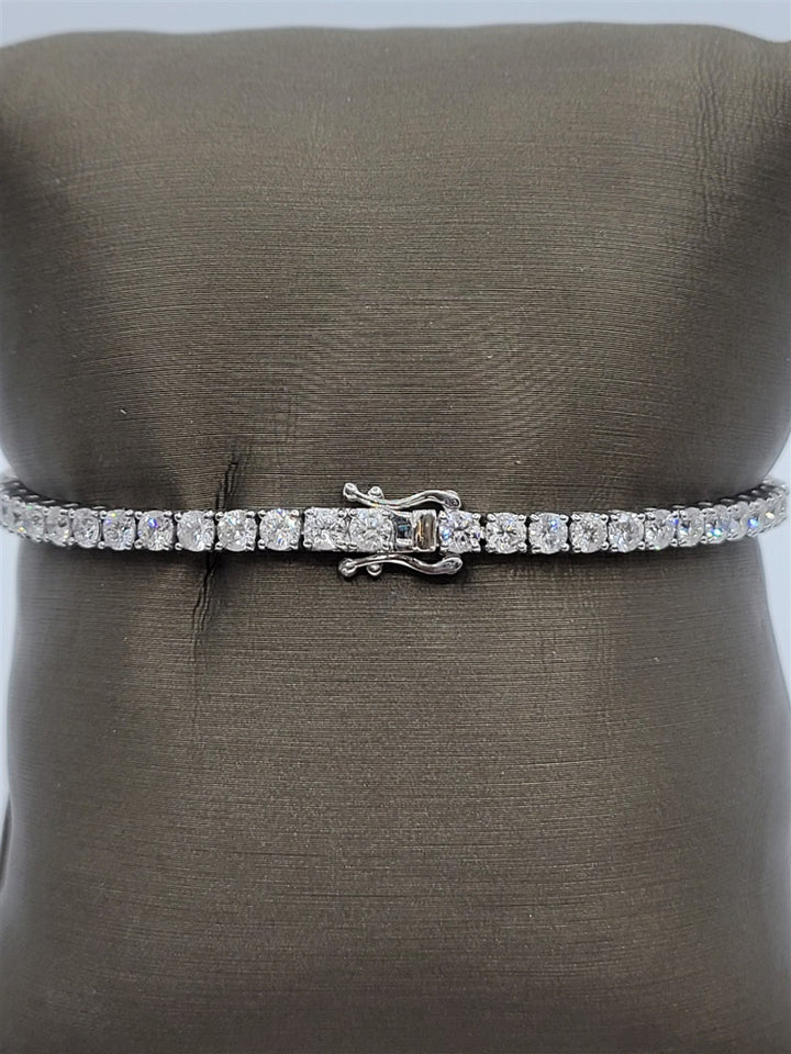 7" 14K White Gold Natural Diamond Tennis Bracelet