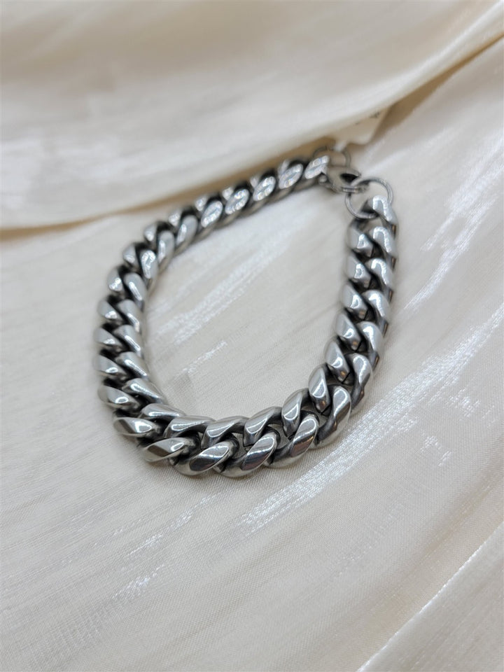 7.5" 10mm Stainless Steel Mens Curb Chain Bracelet