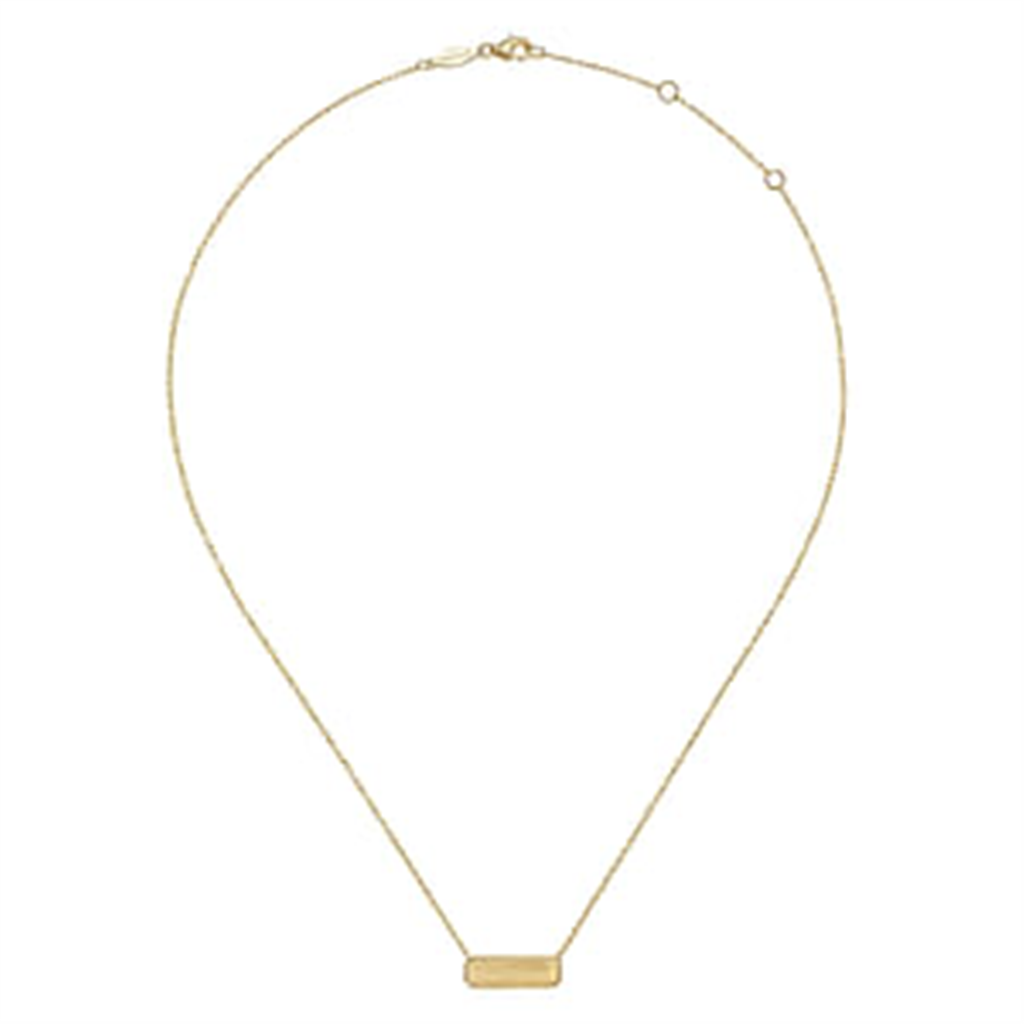 14K Yellow Gold Engravable Bar Necklace