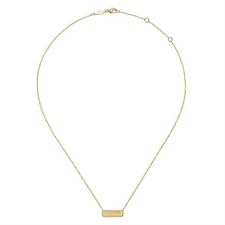 14K Yellow Gold Engravable Bar Necklace