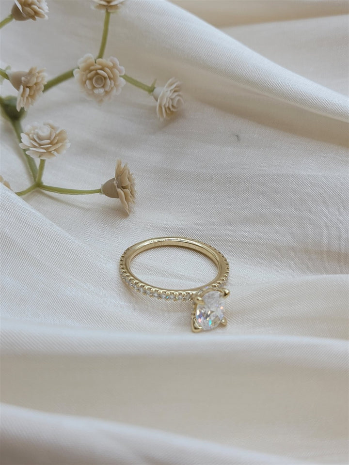 14K Yellow Gold Hidden Halo Diamond Engagement Ring Mounting