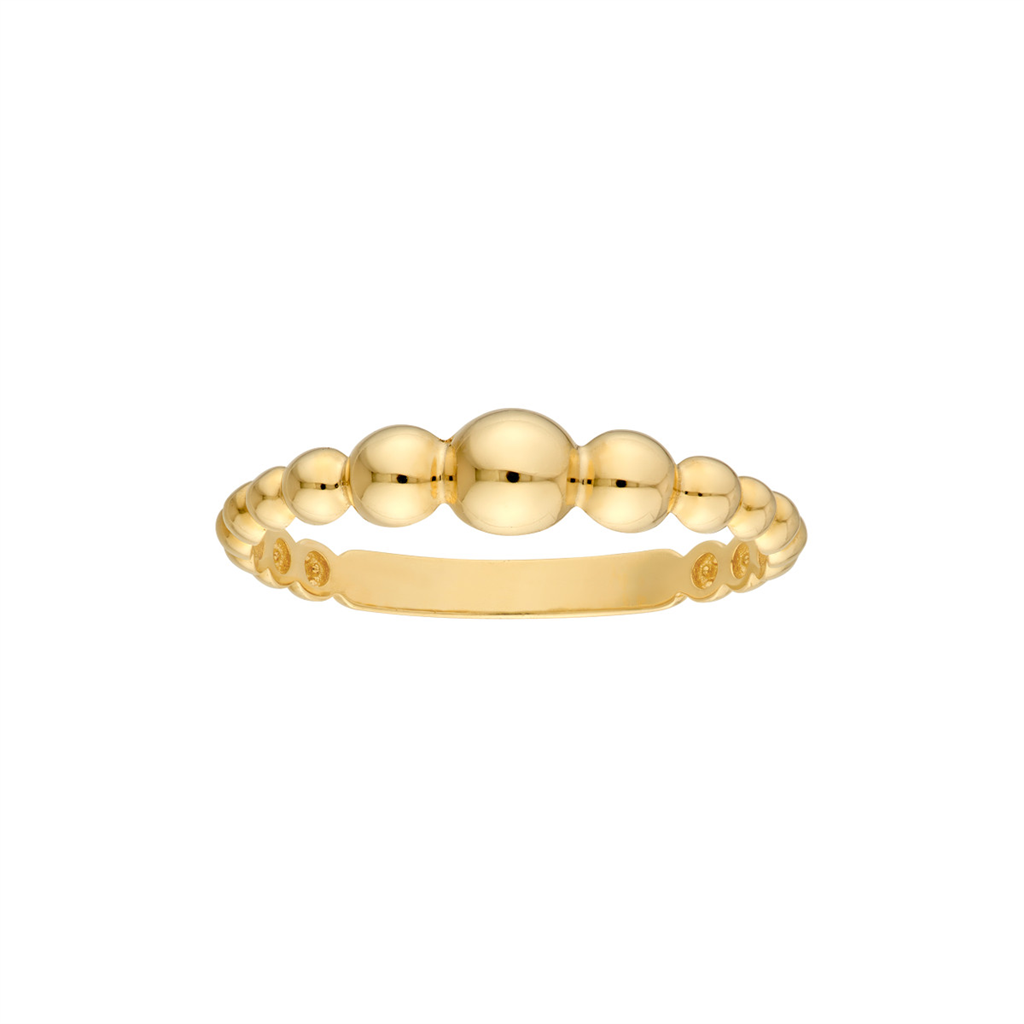14K Yellow Gold Graduated Bead Lightweight Ring