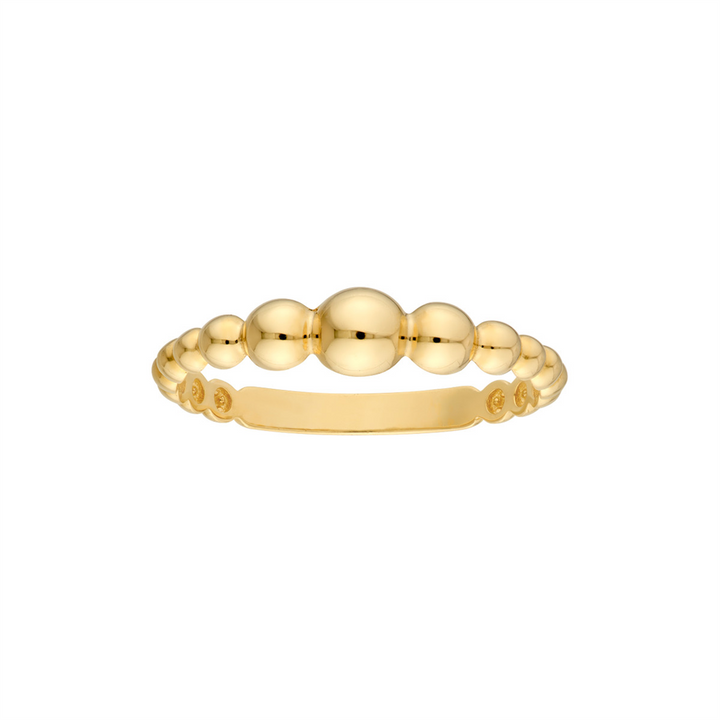 14K Yellow Gold Graduated Bead Lightweight Ring