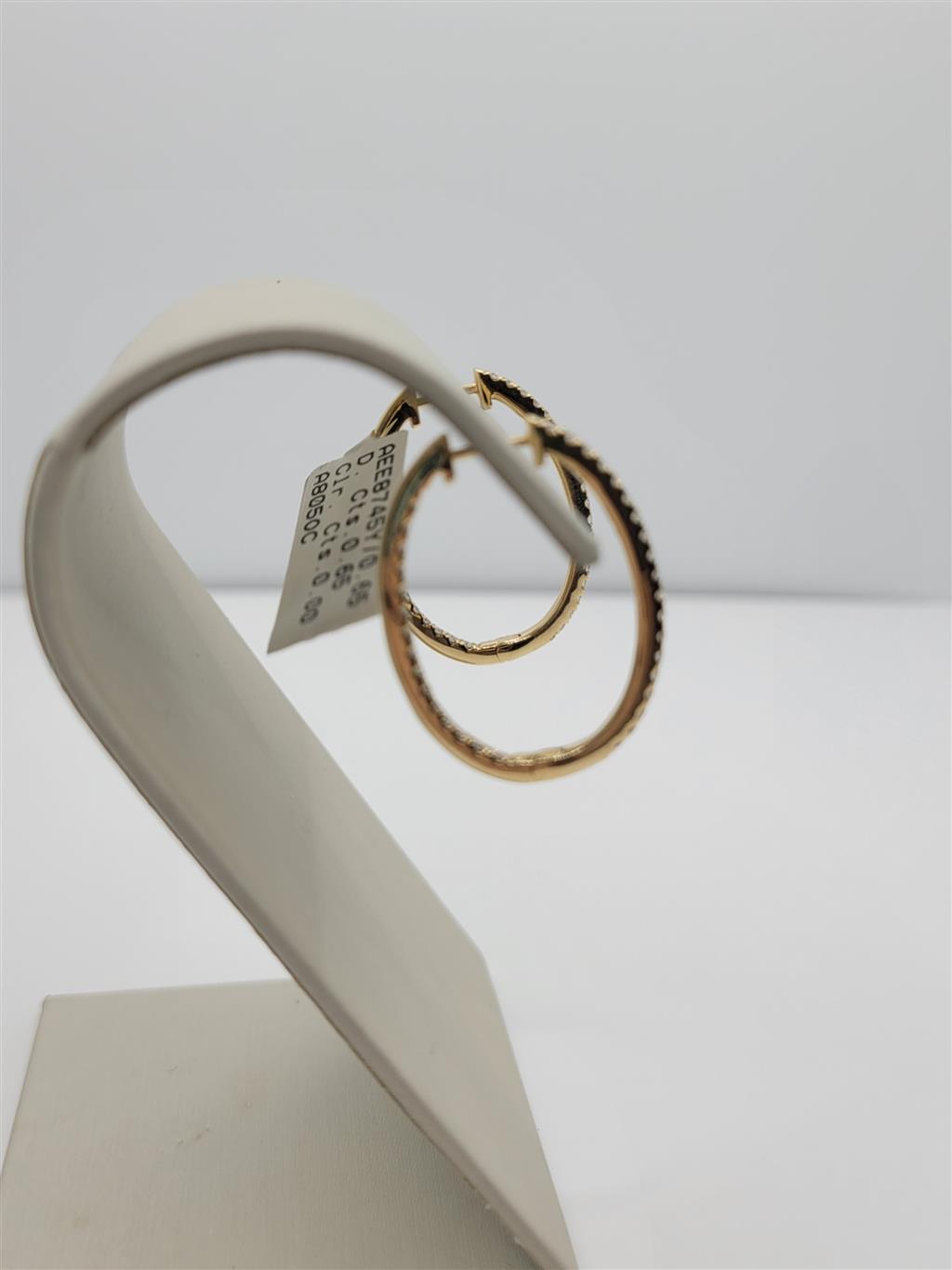 14K Yellow Gold Oval-Shaped Inside-Out Diamond Hoop Earrings