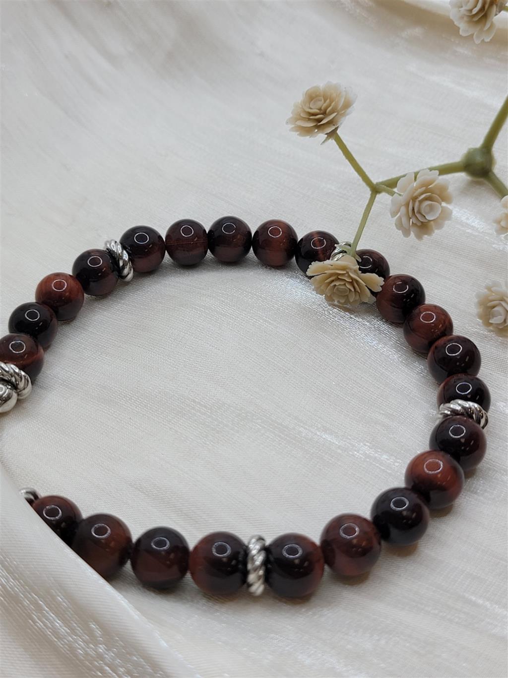 Sterling Silver "Gabriel & Co." Tiger Eye's Beaded Bracelet