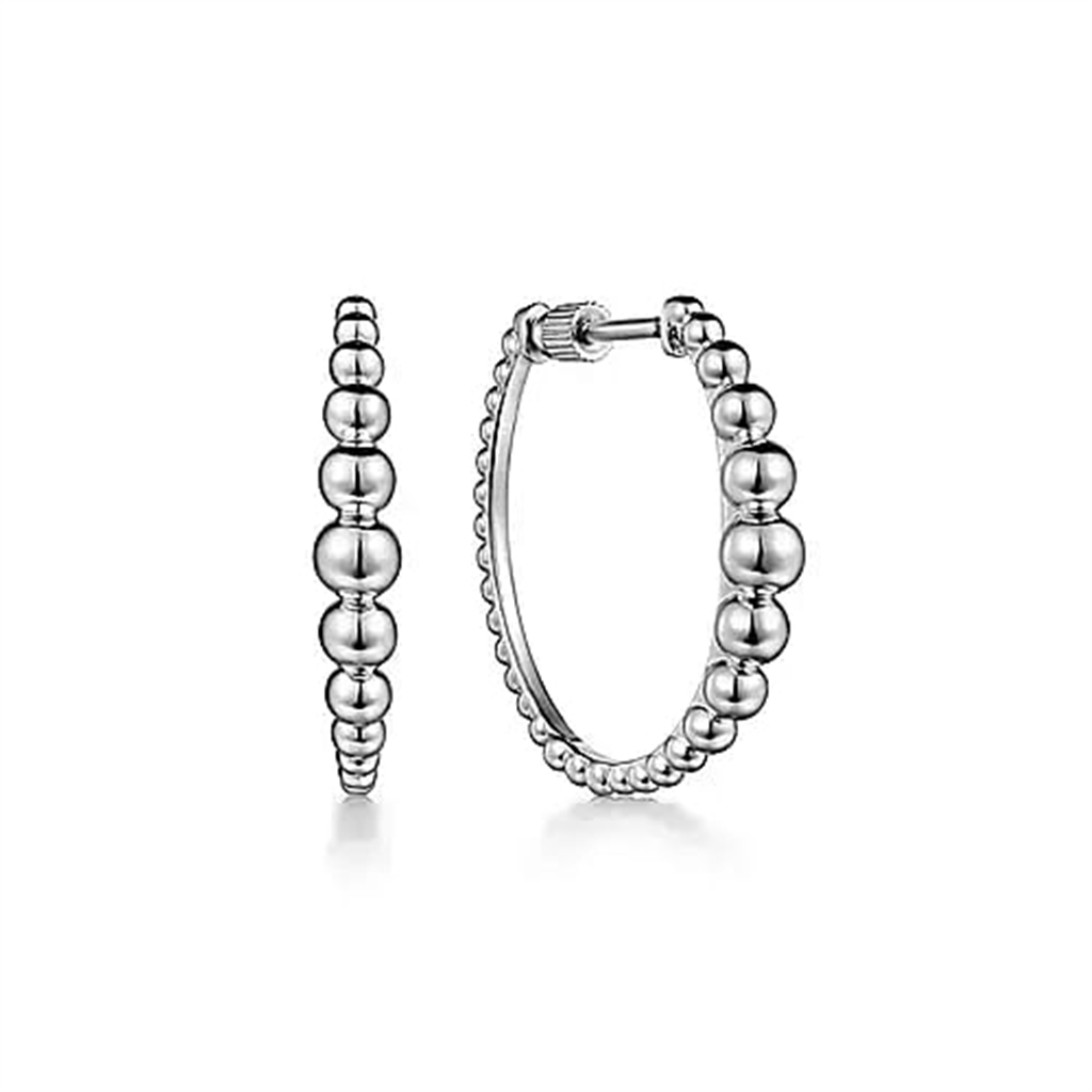 Sterling Silver Beaded Hoop Earrings