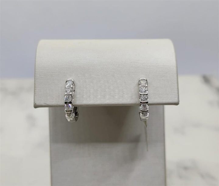 14K White Gold "Arya's" Diamond Huggie Earrings