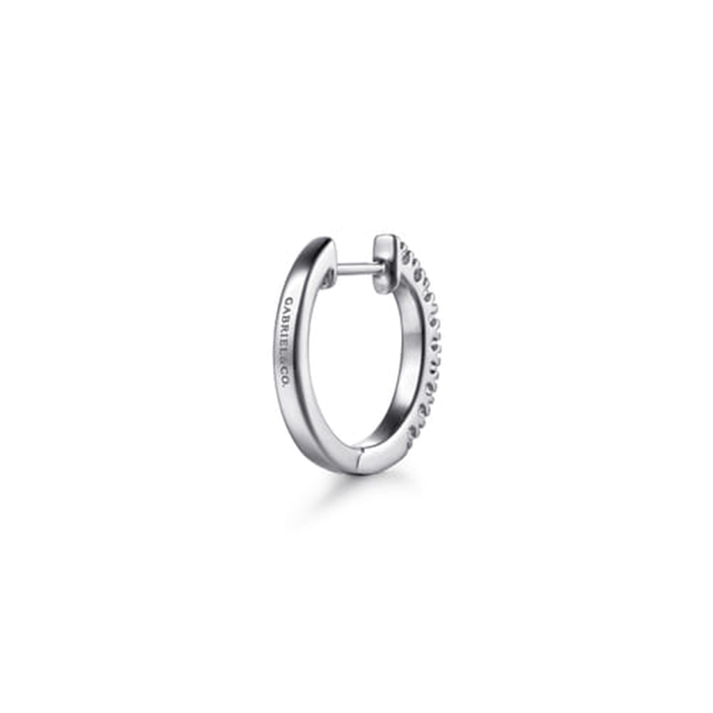 14K White Gold 15mm Classic Diamond Huggies