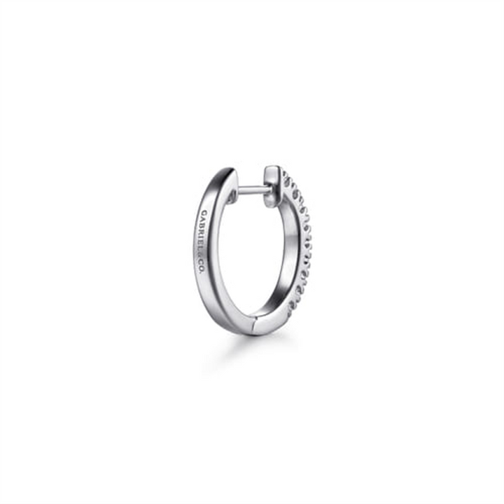 14K White Gold 15mm Classic Diamond Huggies
