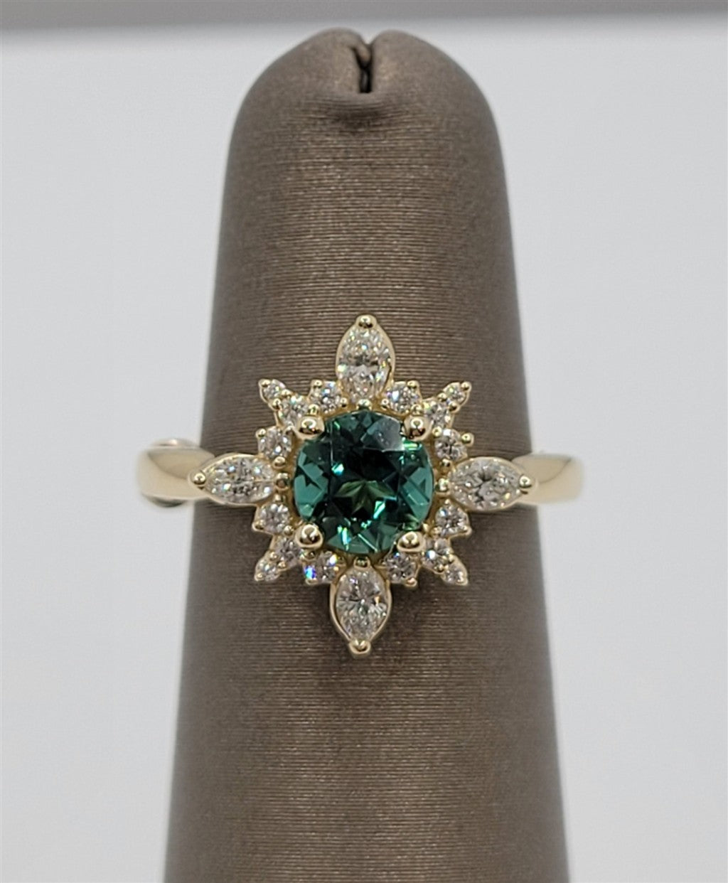 14K Yellow Gold Green/Blue Tourmaline Fashion Ring