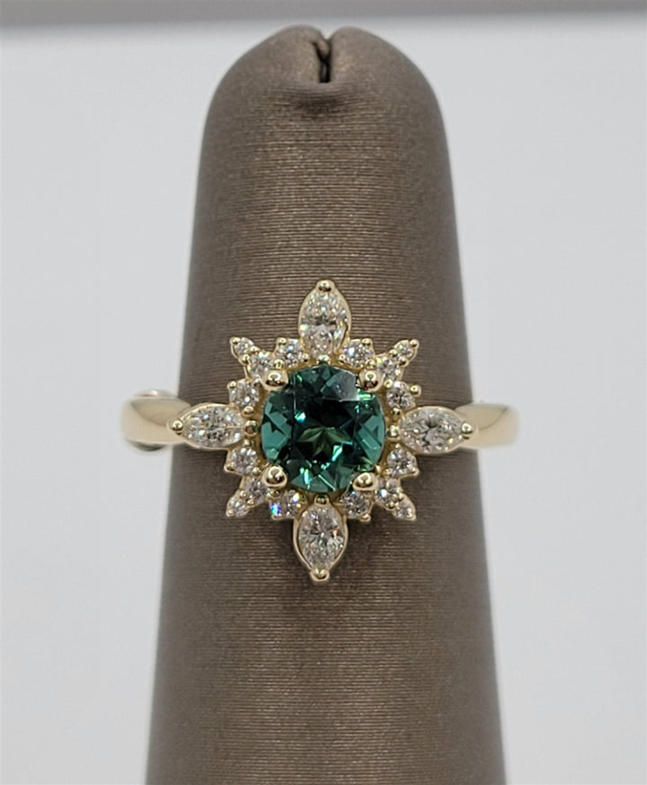14K Yellow Gold Green/Blue Tourmaline Fashion Ring