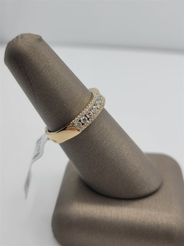 14K Yellow Gold 3-Row Diamond Fashion Band