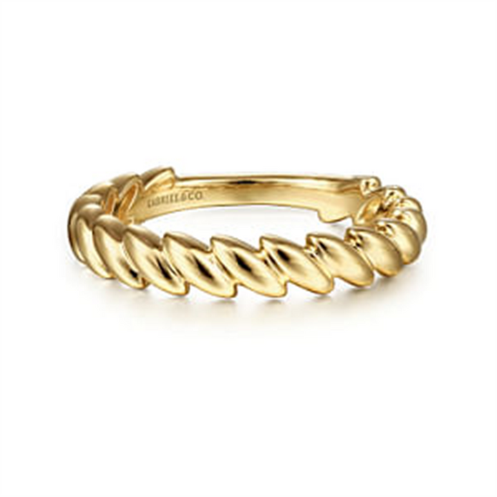 14K Yellow Gold Tilted Leaf Fashion Ring