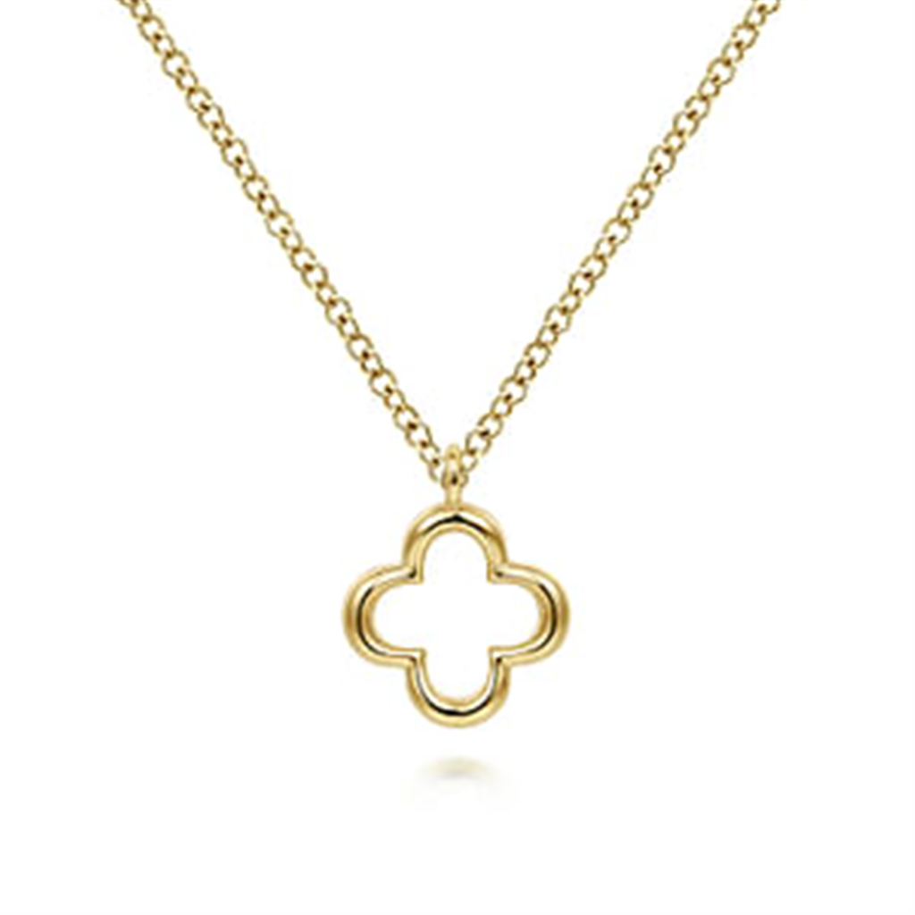 14K Yellow Gold Open Clover Necklace