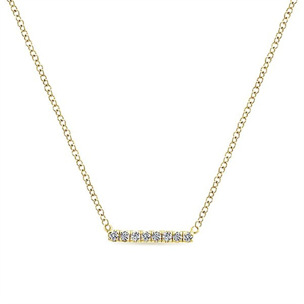 14K Yellow Gold Gabriel & Co. Diamond Bar Necklace