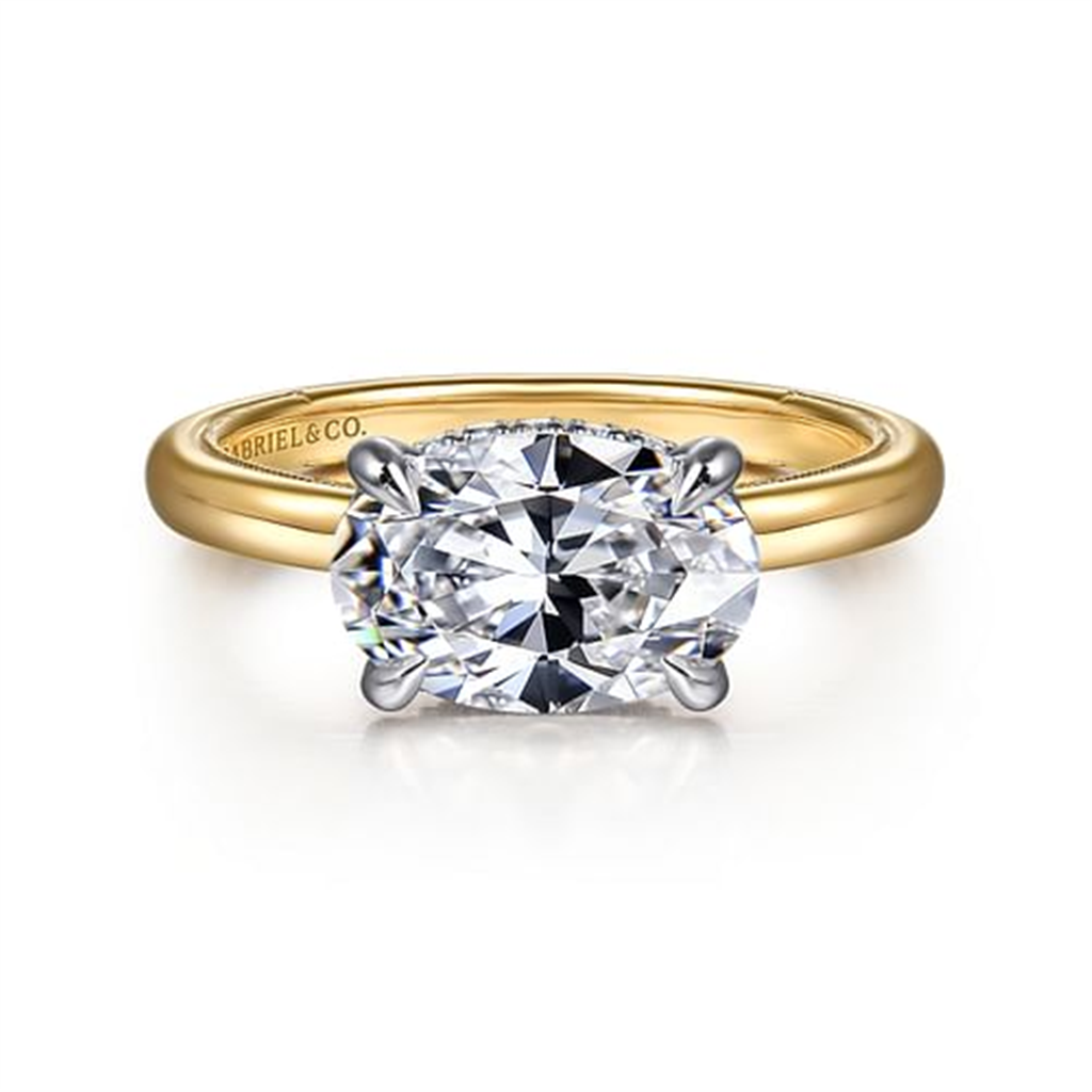 14K Two-Tone Gold Hidden Halo Gabriel & Co Diamond Engagement Ring