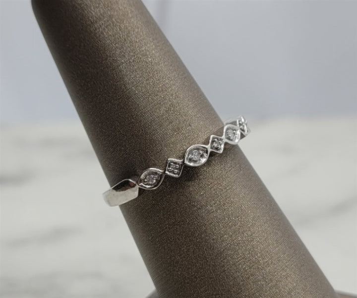 10K White Gold Stackable Diamond Wedding Ring