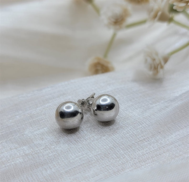 14K White Gold 7mm Bead Earrings