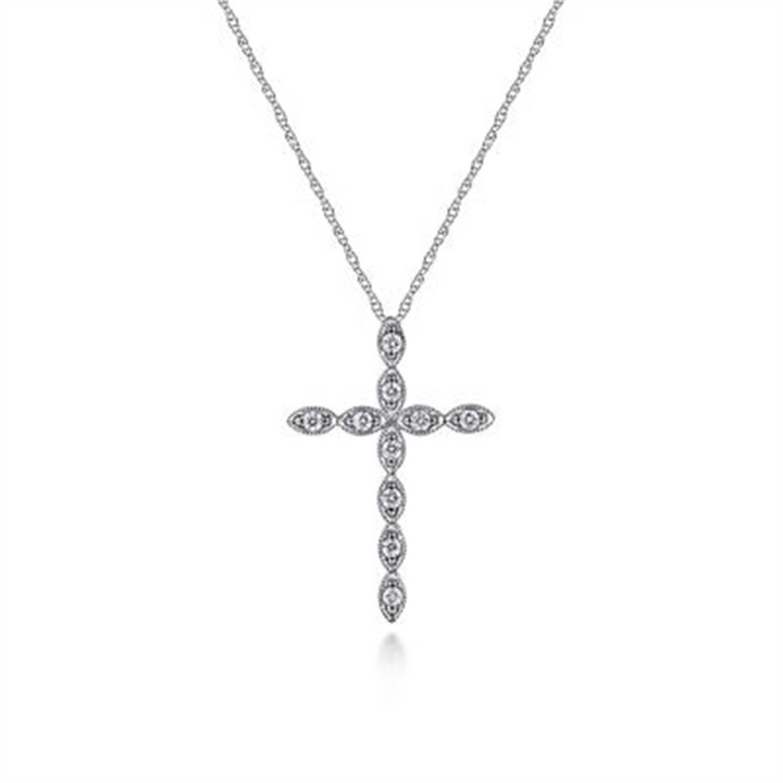 14K White Gold 0.15 ctw Round cut Gabriel & Co. Diamond Necklace