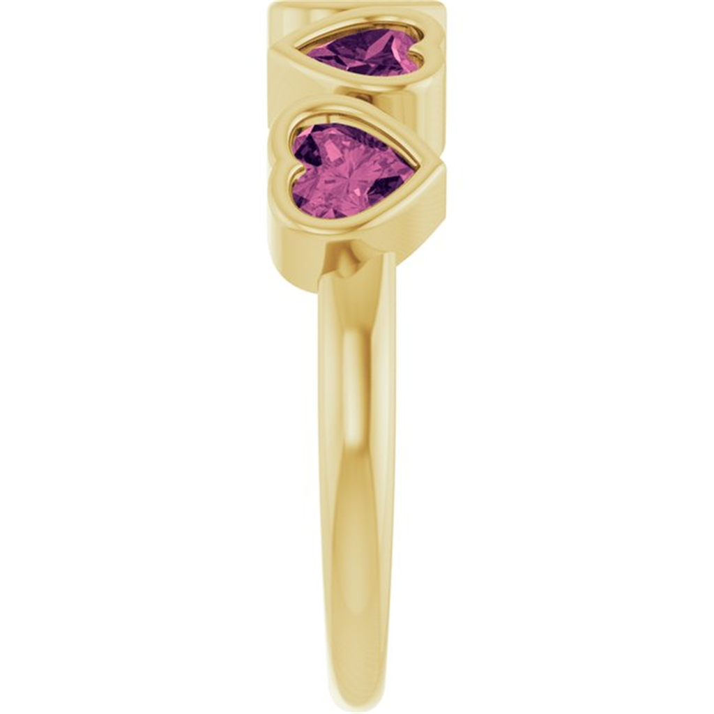 14K Yellow Gold Heart Pink Tourmaline Ring