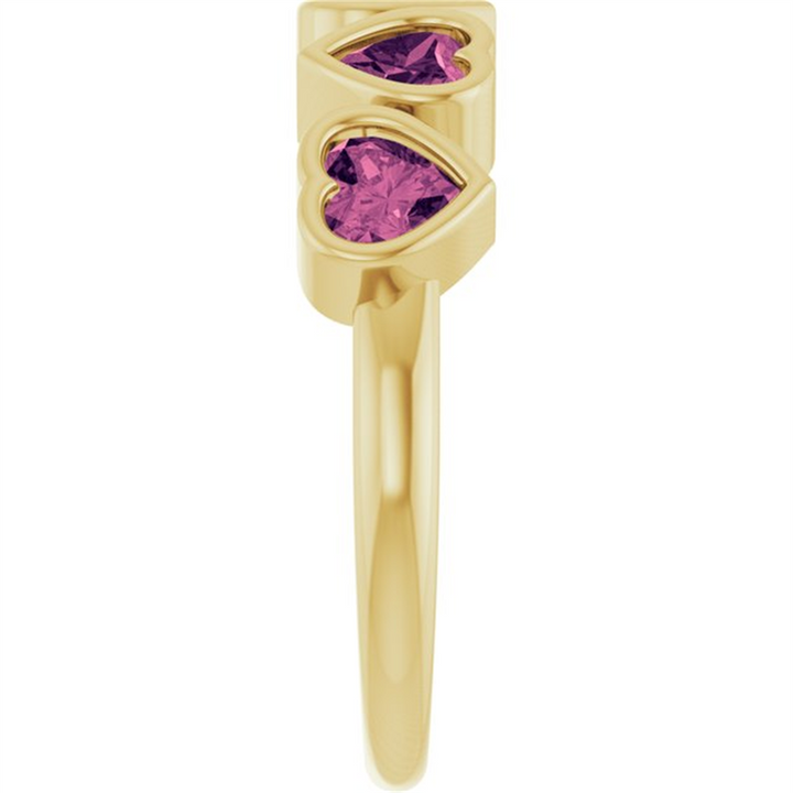 14K Yellow Gold Heart Pink Tourmaline Ring