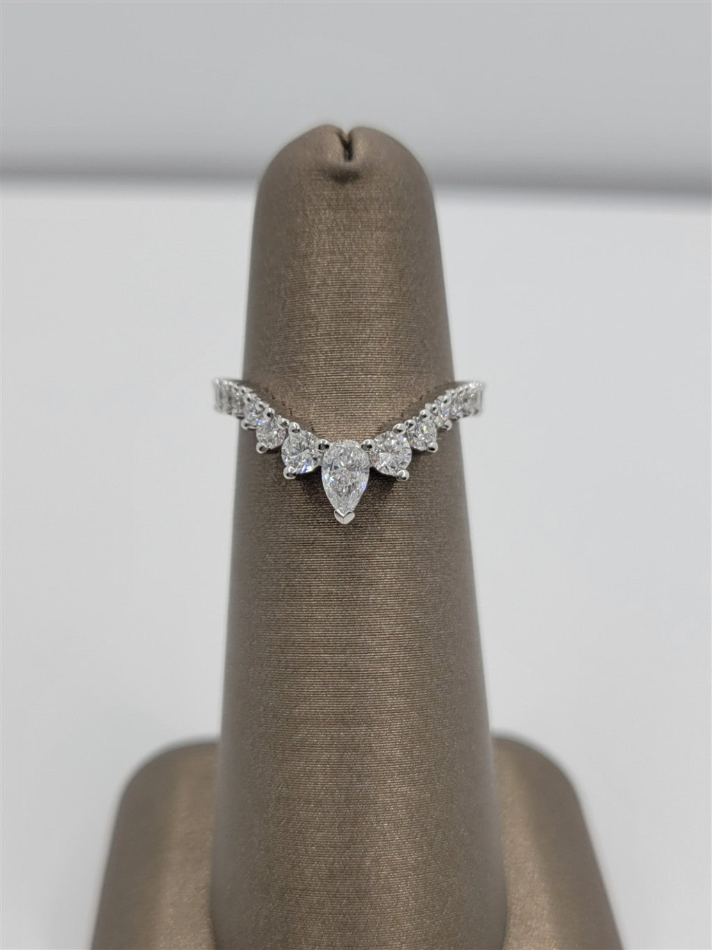 14K White Gold Curved Lab Grown Diamond Wedding Band