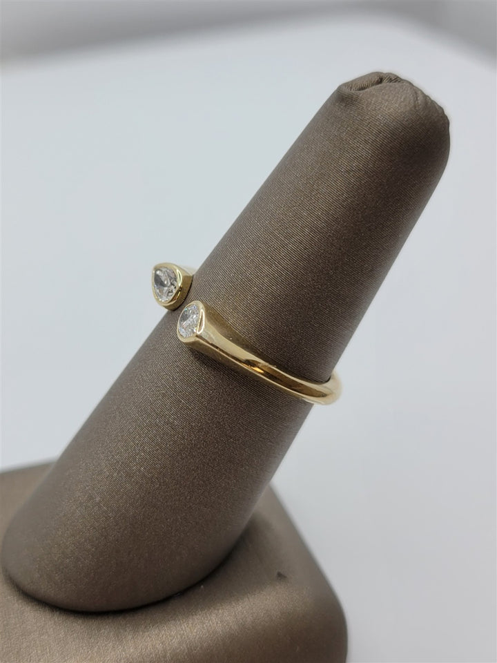 14K Yellow Gold Open Space Pear Diamond Fashion Ring