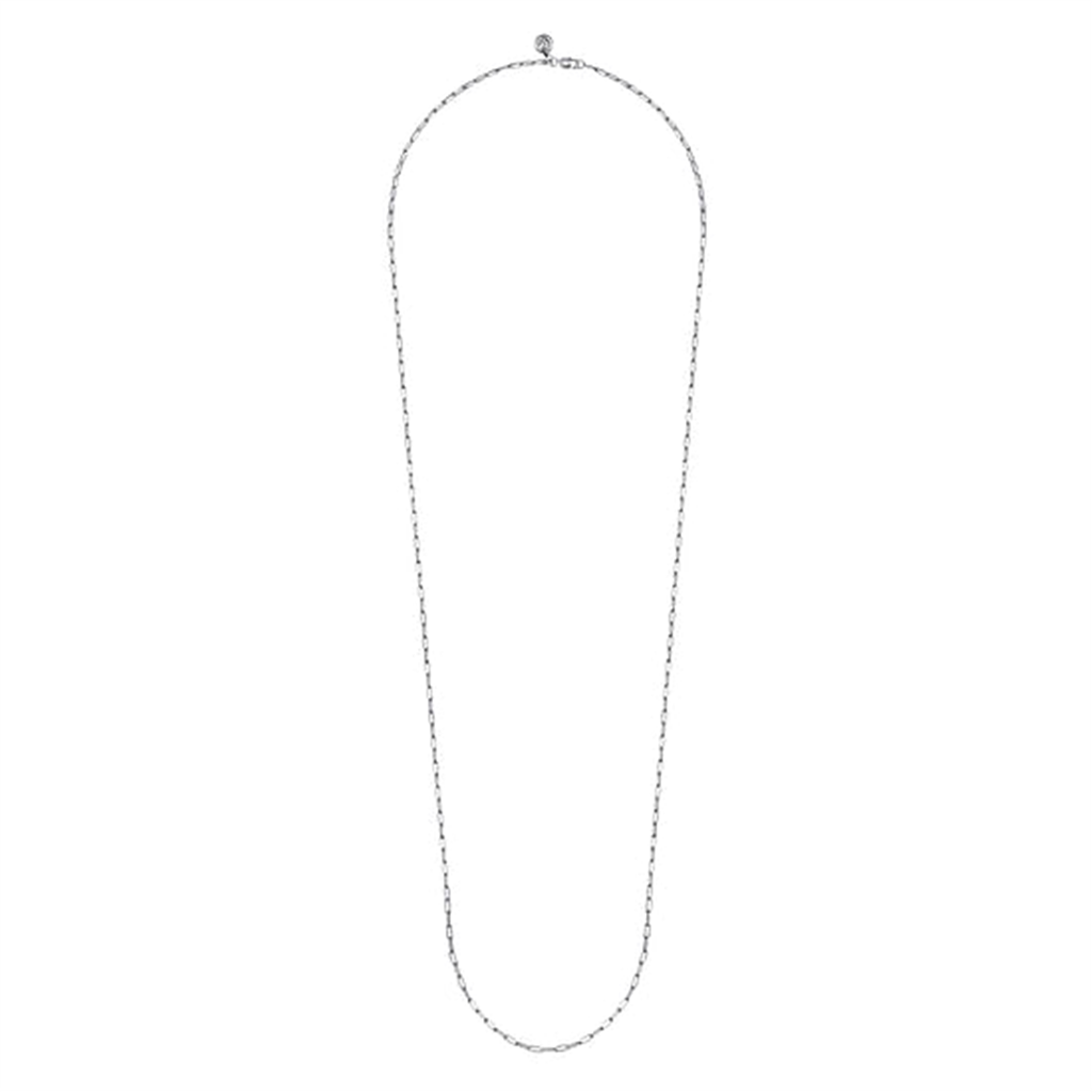 17" 14K White Gold Hollow Paperclip Chain Necklace