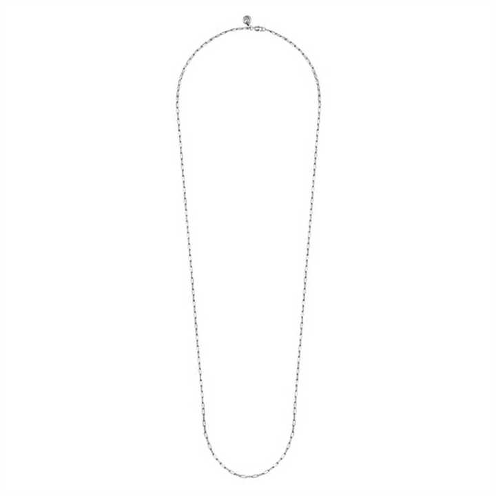 17" 14K White Gold Hollow Paperclip Chain Necklace