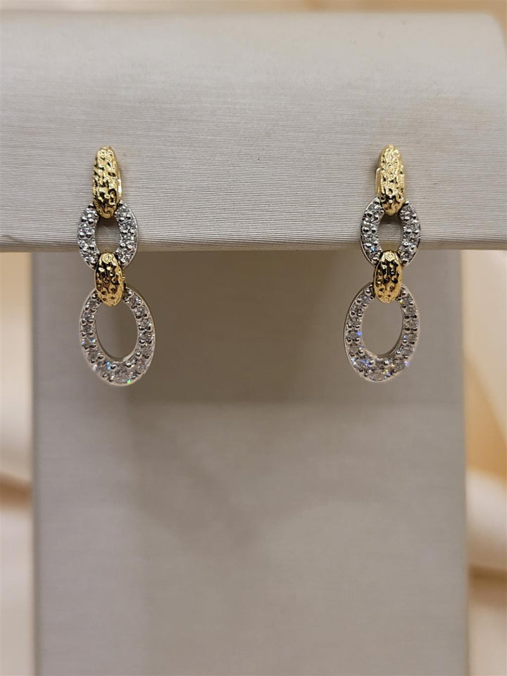 14K Two-Tone Gold Diamond Fashion Earrings