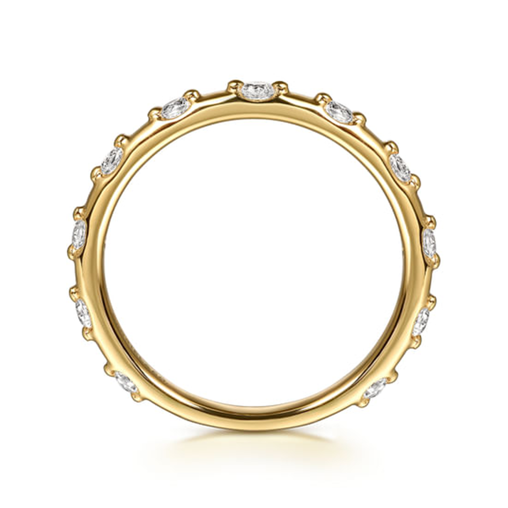 14K Yellow Gold Diamond Station Stackable Ring