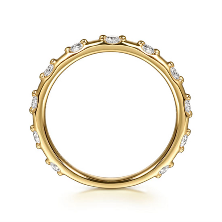 14K Yellow Gold Diamond Station Stackable Ring