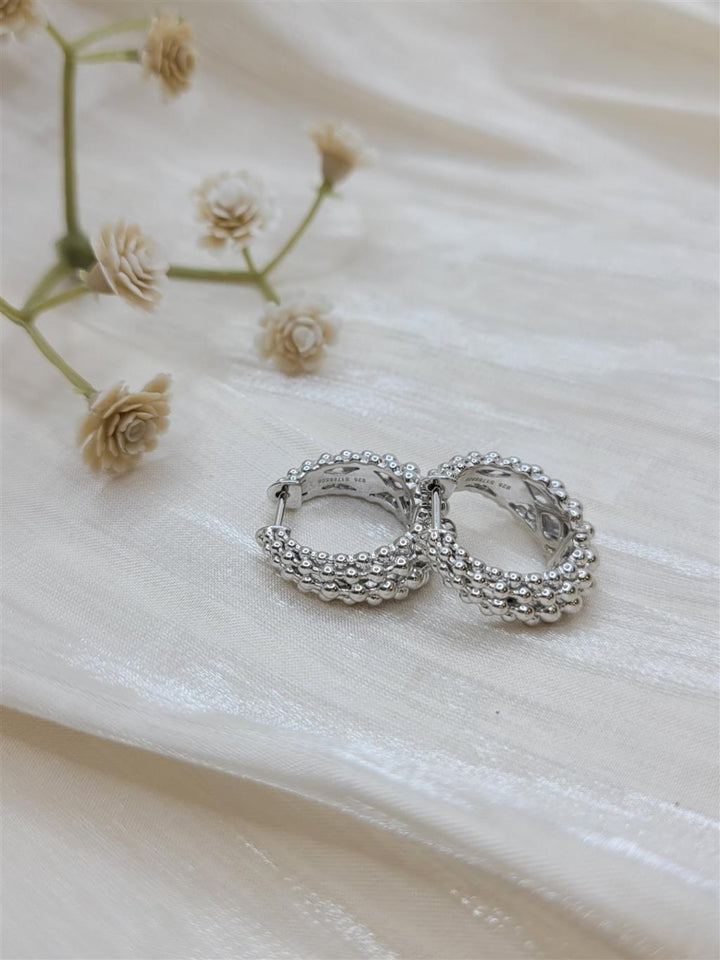 Sterling Silver Beaded Hoop Earrings