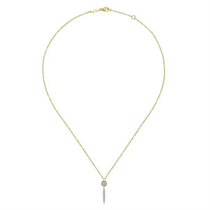 14K Yellow Gold Diamond Cluster Drop Gabriel & Co. Necklace