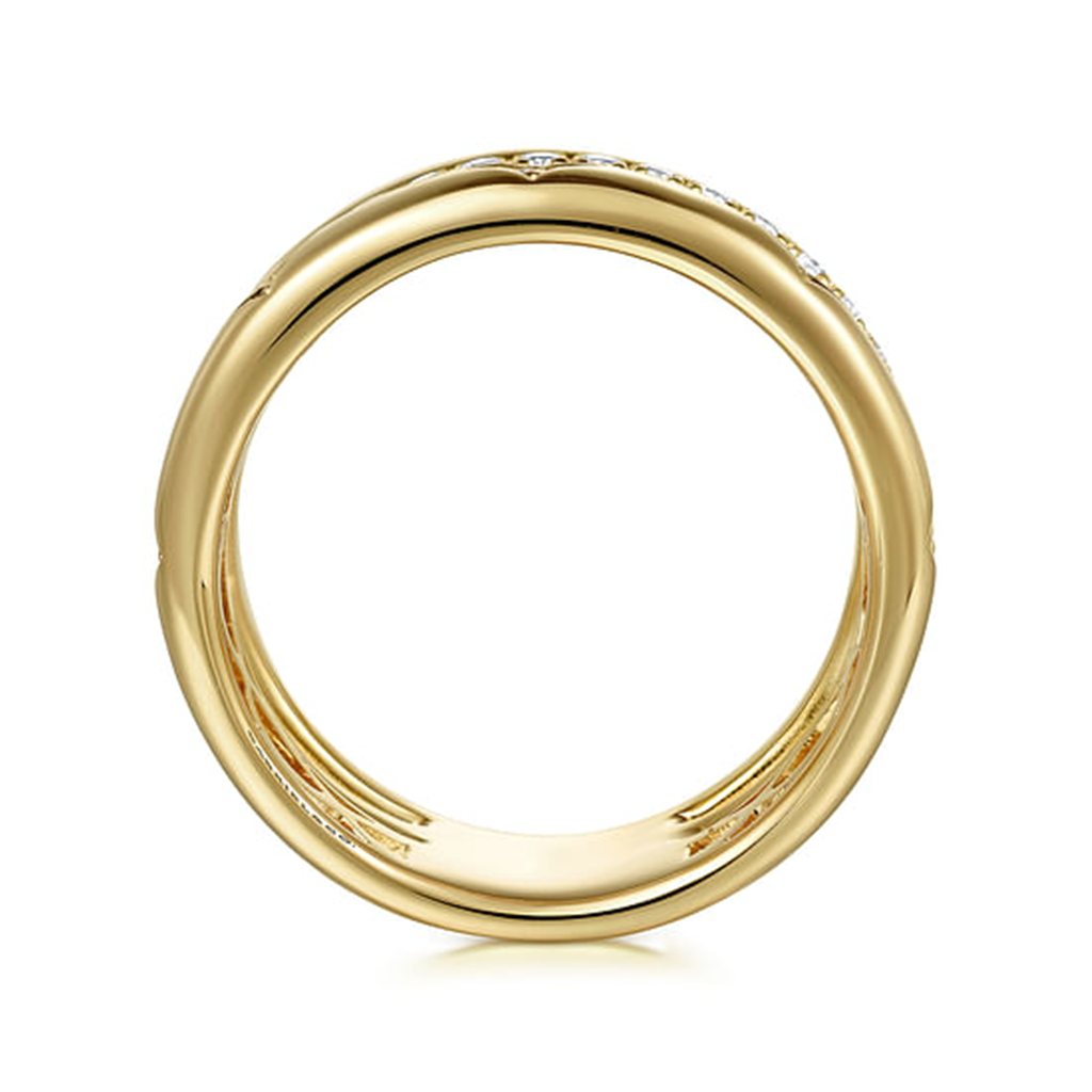 14K Yellow Gold Diamond Easy Stackable Ladies Ring