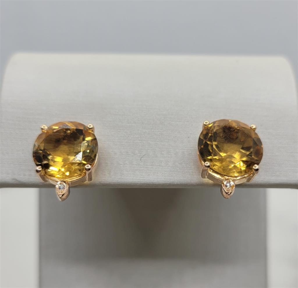 14K Yellow Gold 6.78 ctw Round cut Gemstone Earrings