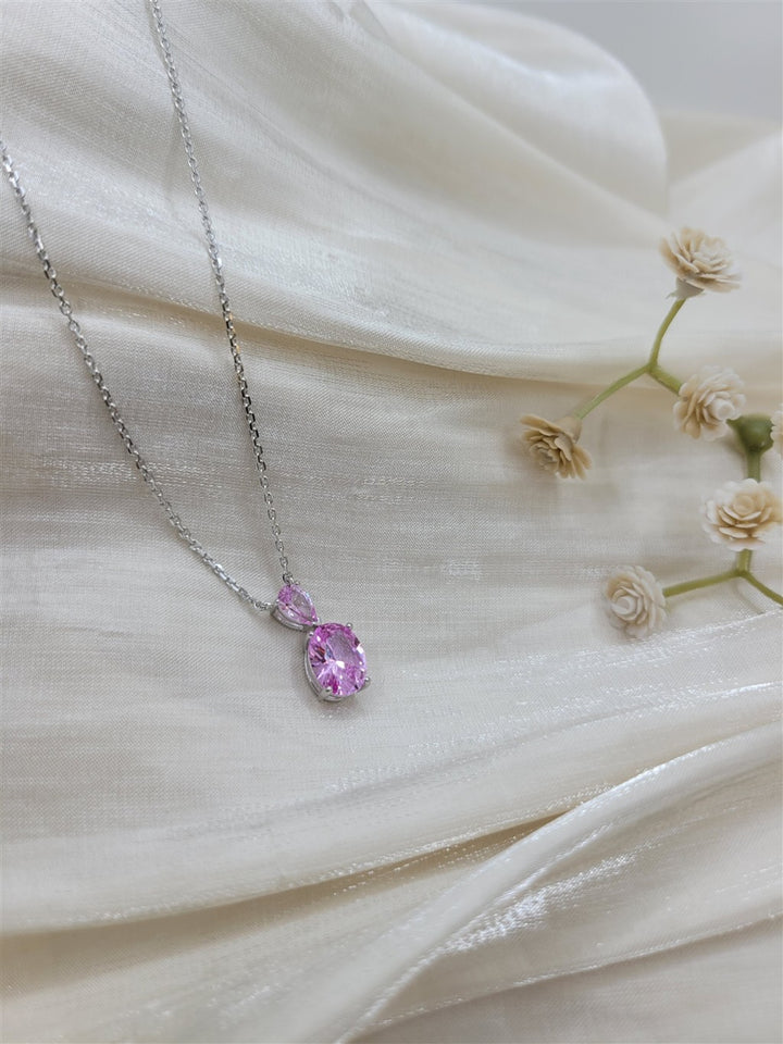 Sterling Silver Lab Grown Pink Tourmaline Necklace