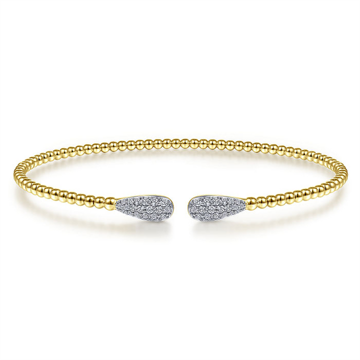 14K Yellow Gold "Gabriel & Co." Bujukan Diamond Teardrops Bangle Bracelet