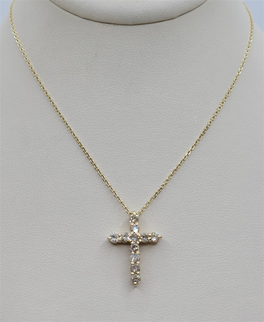 18" 14K Yellow Gold .95 Twt Cross Pendant Necklace