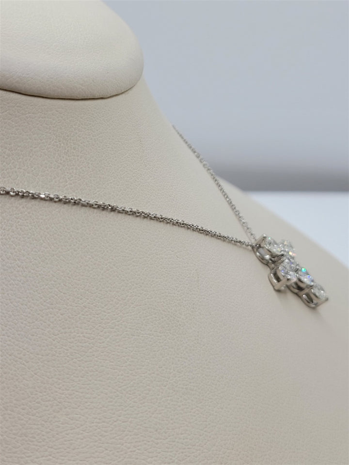 15.5" 14K White Gold Diamond Cross Pendant Necklace