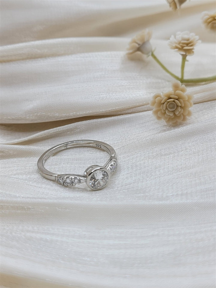 Sterling Silver Swarovski Crystal Bezel Promise Ring