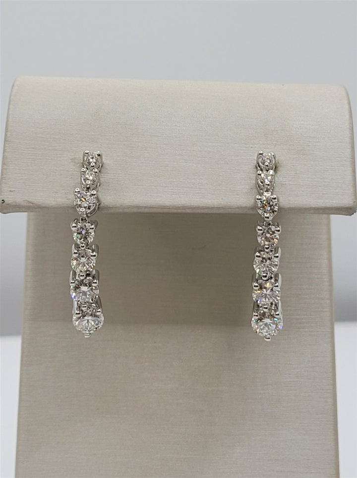 14K White Gold Graduated Diamond Dangle Earrings
