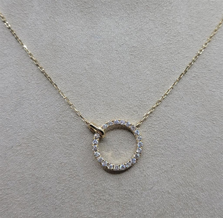 14K Yellow Gold 0.33 ctw Round Cut Diamond Circle Necklace